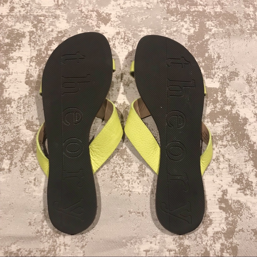 Theory Pastel Yellow/Green Leather Sandals - Picture 4 of 6